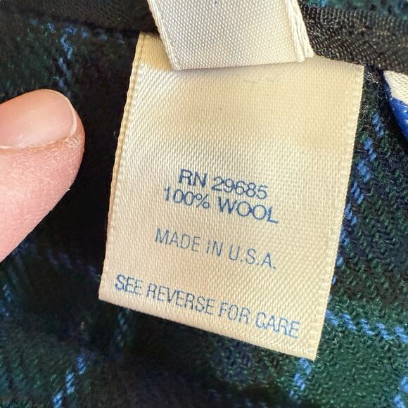 Vtg Pendleton Wool Pleated Tartan Plaid Wool Skirt 10 Black Green Preppy Prep - Picture 5 of 8